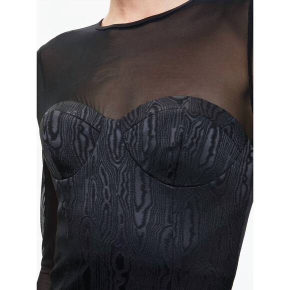 NEW ALICE + OLIVIA takako mesh crew neck mini dress in black - Picture 4 of 6